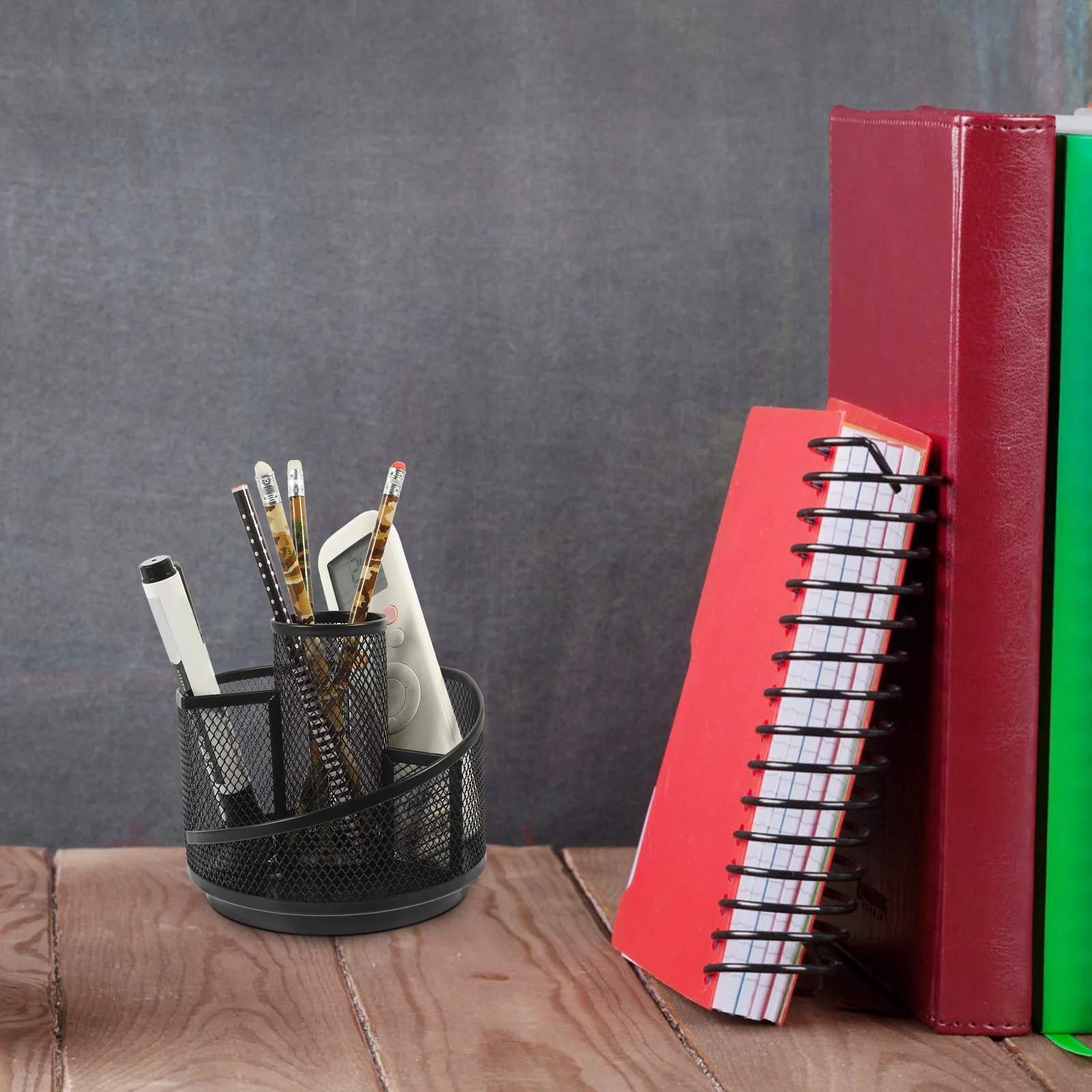 

Circular Rotating Pen Holder Multi-Function Iron Desk Organizer Pencil Storage Box For Office School Home Tabletop Use