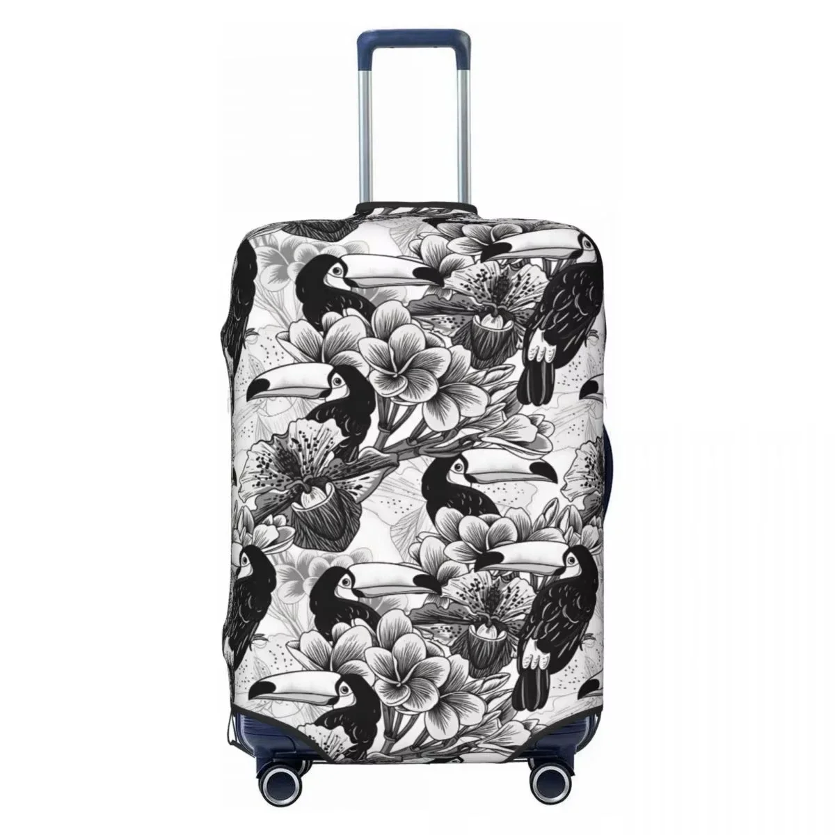 Cartoon Toucan Botanical Print Luggage Cover Elastic Suitcase Protector Dustproof Anti Scratch Travel