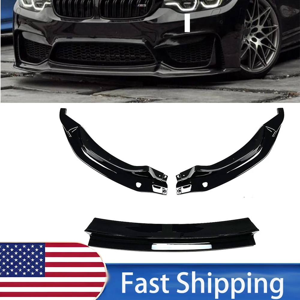 

For BMW F80 F82 F83 M3 M4 2014-2020 Front Bumper Lip Spoiler Splitters Flaps Protector Car Bumpers Accessories 3 Pcs/Set Black