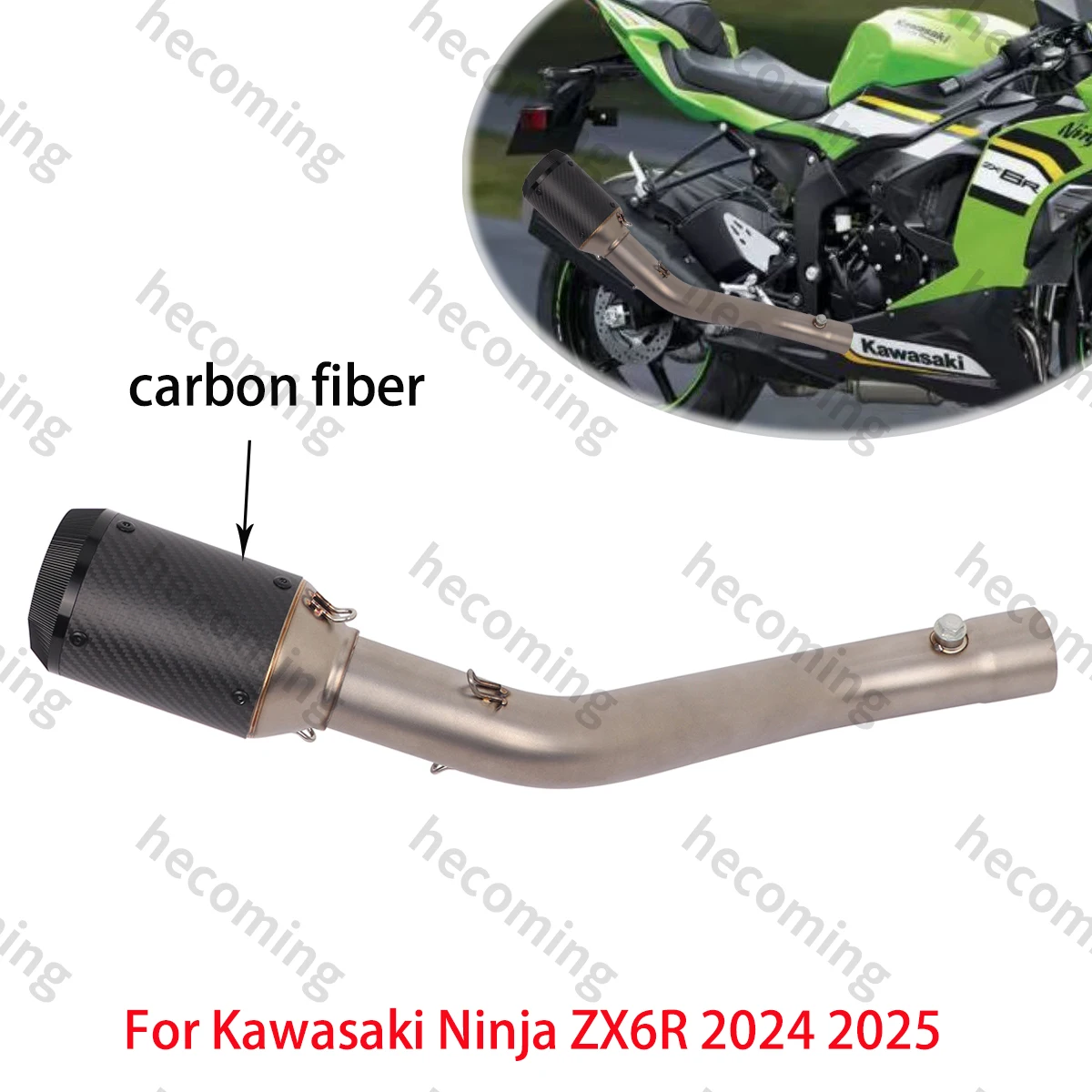 ZX6R Exhaust Muffler Link Mid Pipe Slip on For Kawasaki Ninja ZX-6R zx636 2024 Exhaust Header Midpipe System w DB Killer