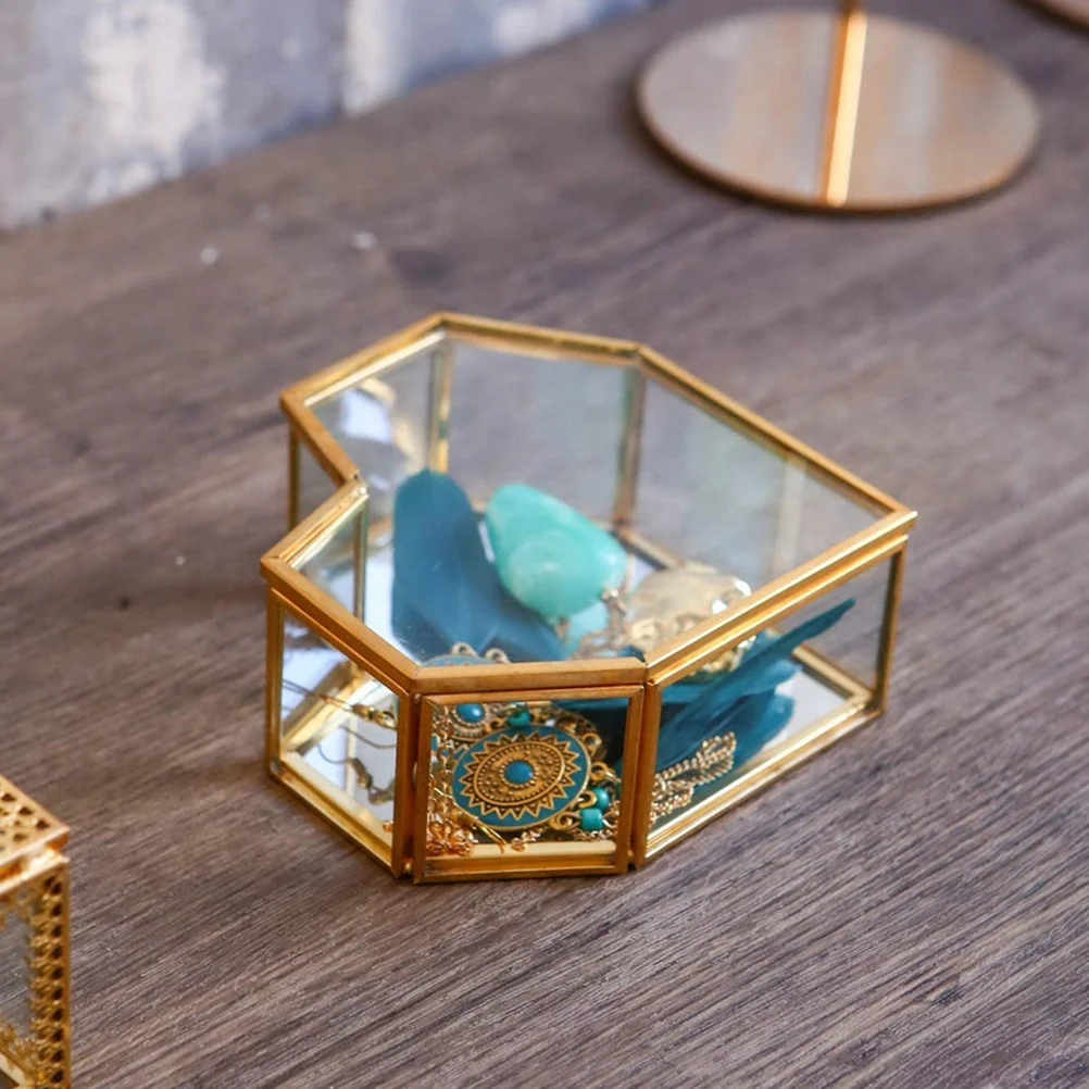 Jewelry Display Organizer Transparent Glass Box Decorative Holder Storage for Necklaces Rings Earrings Jewelry Box