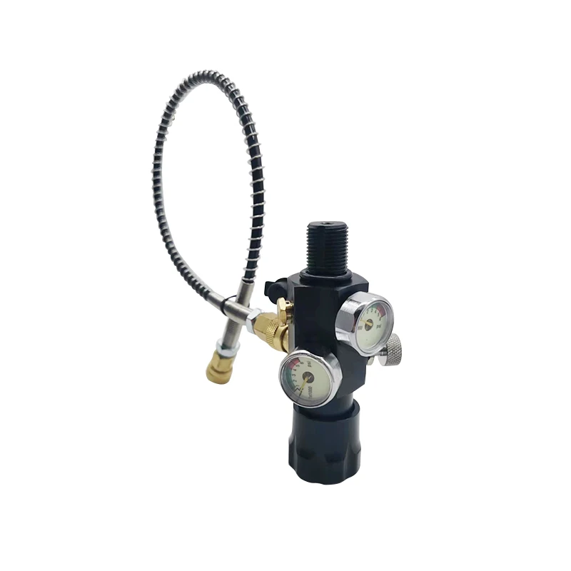 4500Psi 300Bar HPA Compressed Air Cylinder Aquarium Gas Tank Charging Valve Scuba Filling Station with 20 In Hose Dual Gauges