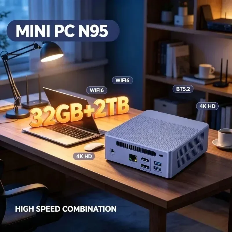 Hyper-Compact 2026 New 12th Generation N95 Mini Host 4K Dual Screen Display Industrial Control Home Office Mini PC Microcomputer