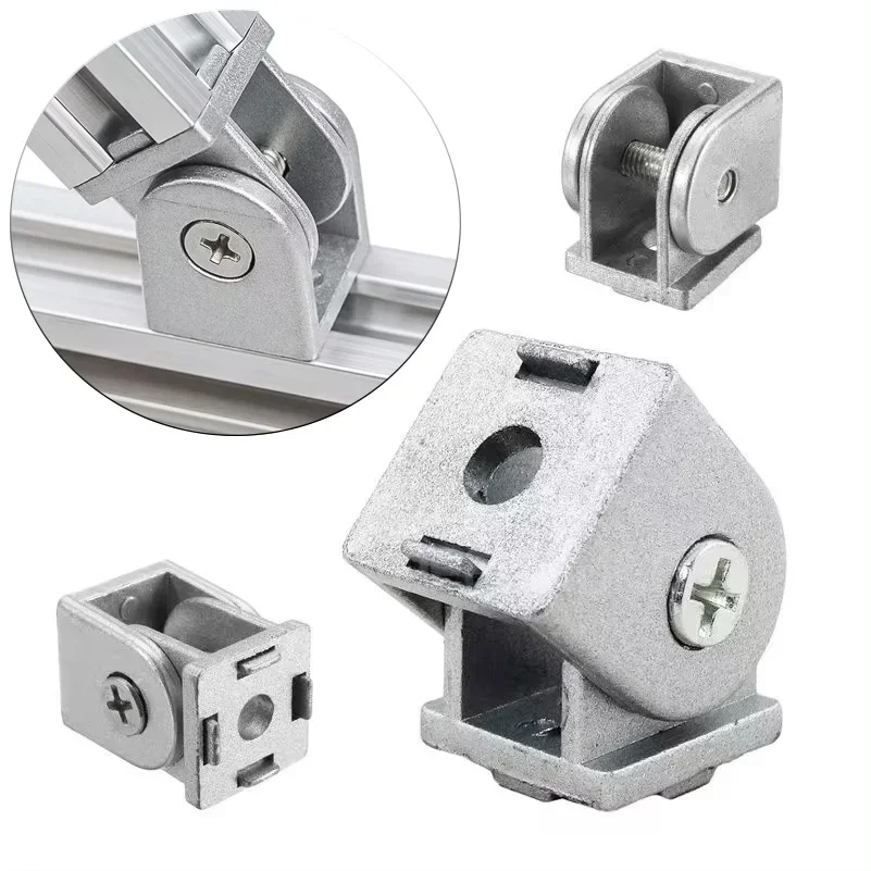 

2Pcs Flexible Hinge Pivot Joint 2020 3030 4040 Cast Aluminum Fitting Right Angle Connector for V-Slot T-Slot Aluminum Profiles