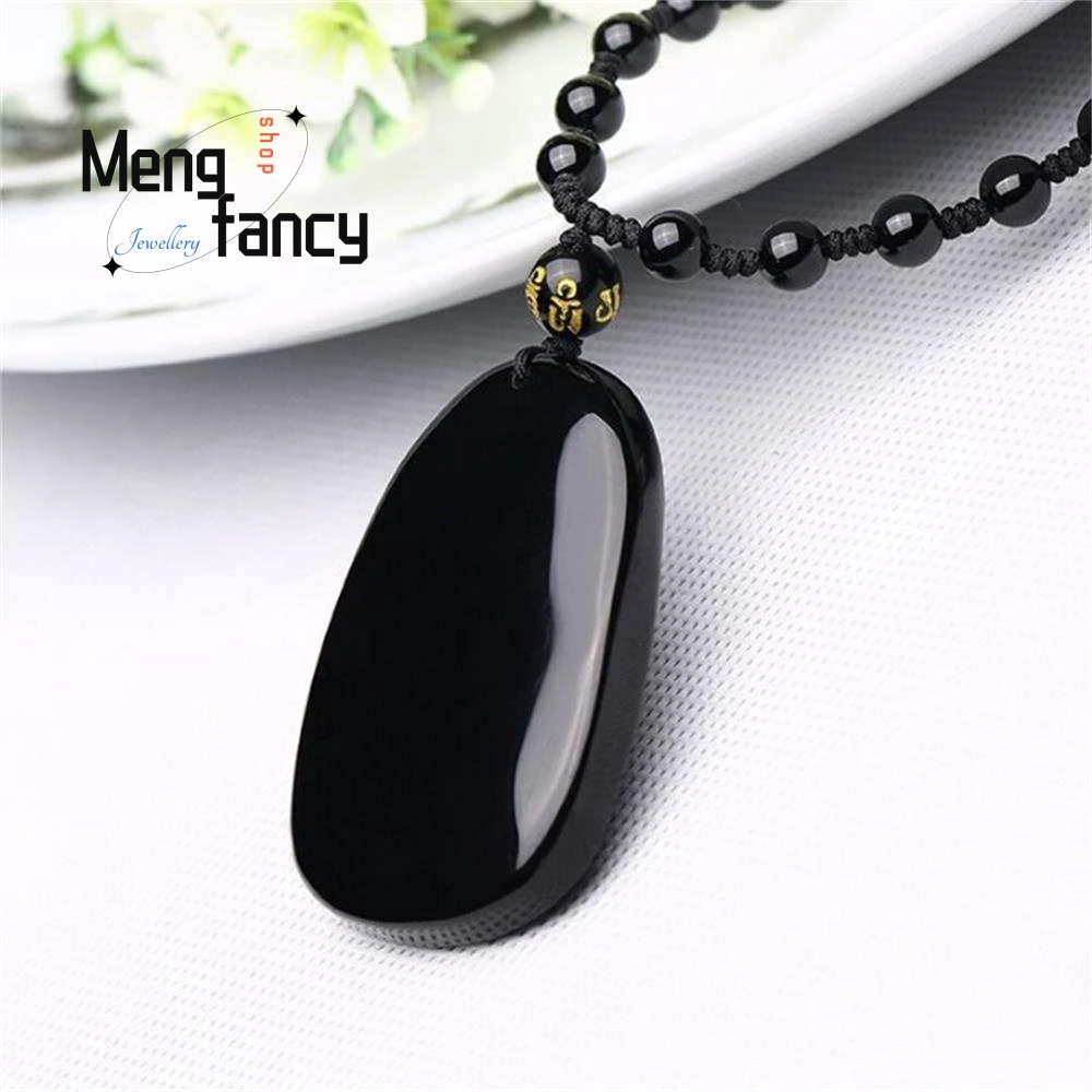 Natural Obsidian Dragon Phoenix Pendant Charms Fashion Amulet Mascots Men Women Necklace Jewelry Souvenir Couple Holiday Gifts