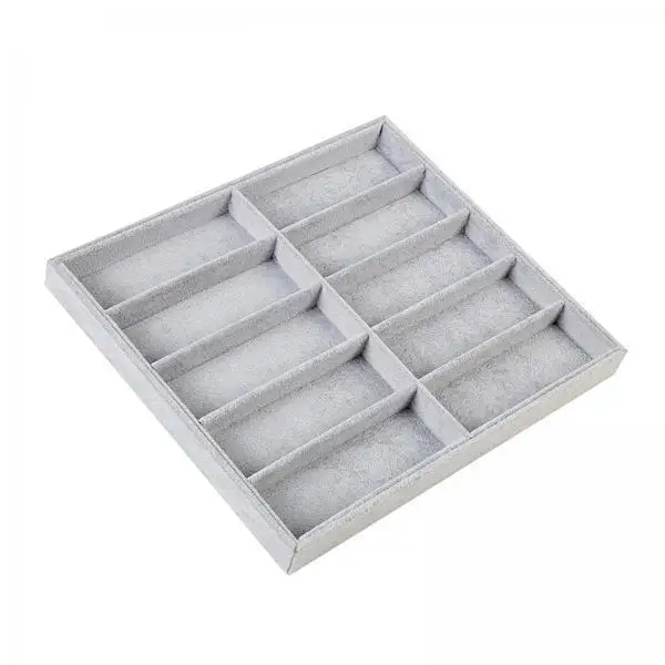 Eyeglasses Storage Case 10 Compartment Linen Tray Organizer Container for Youth and Women's Glasses