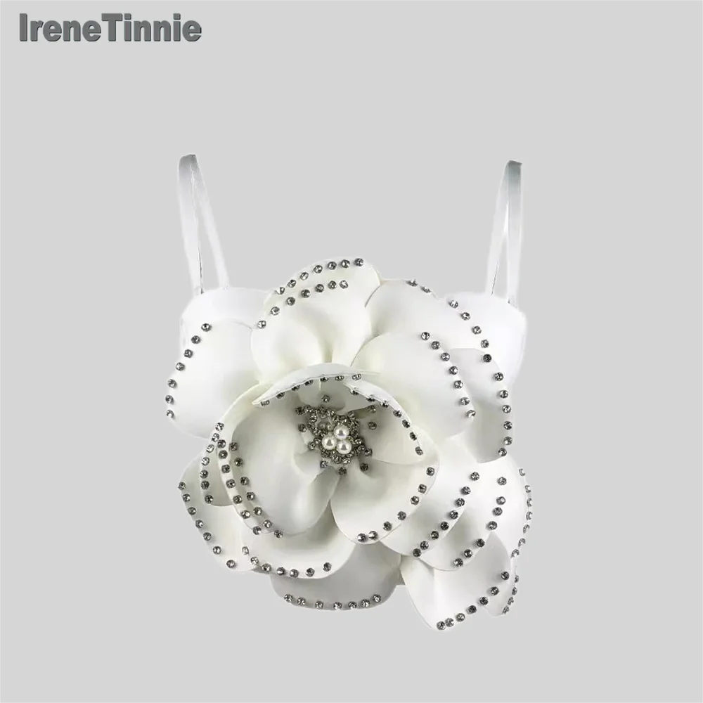 IRENE TINNIE 2024 Fashion Beading 3D Flower Women's Y2k Bustier Bra Wedding Corset Party Cropped Top Vest Ropa De Muje Plus Size