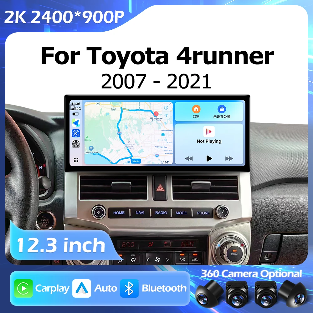 Android OS Bluetooth 12.3 inch For Toyota 4runner 2007-2021 Car Radio Multimedia Video Player Navigation GPS Auto Carplay WIFI