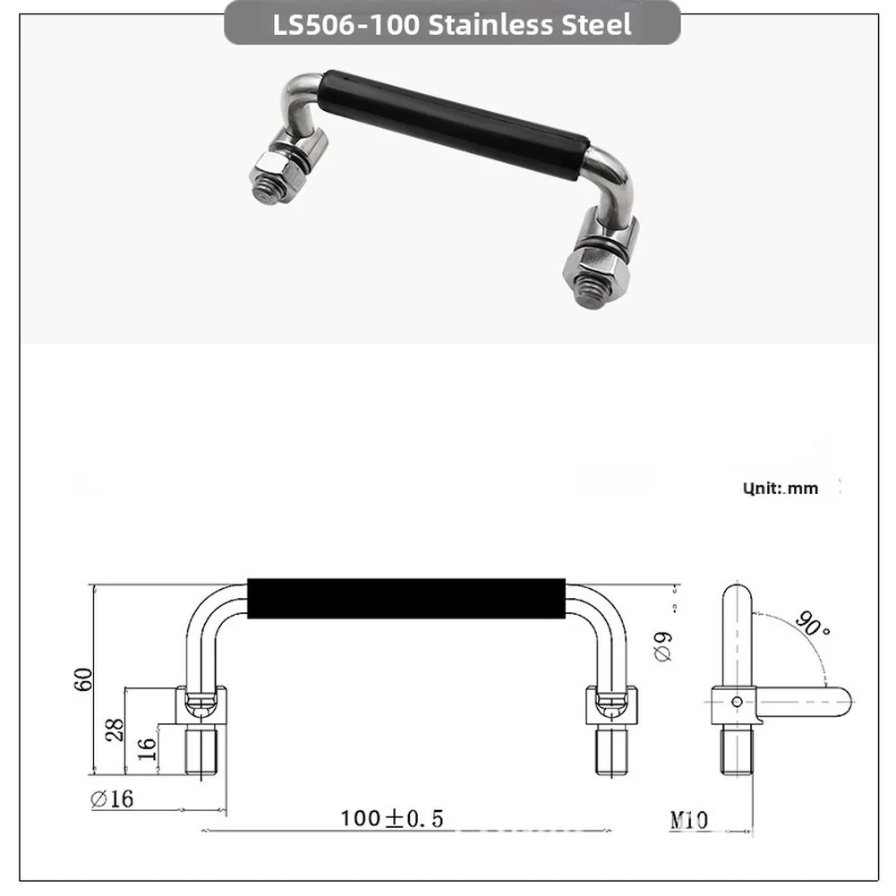 304 Stainless Steel Foldable Handle with 90 Degree Rotation and Contoured Rubber Grip for Tool Storage Solutions