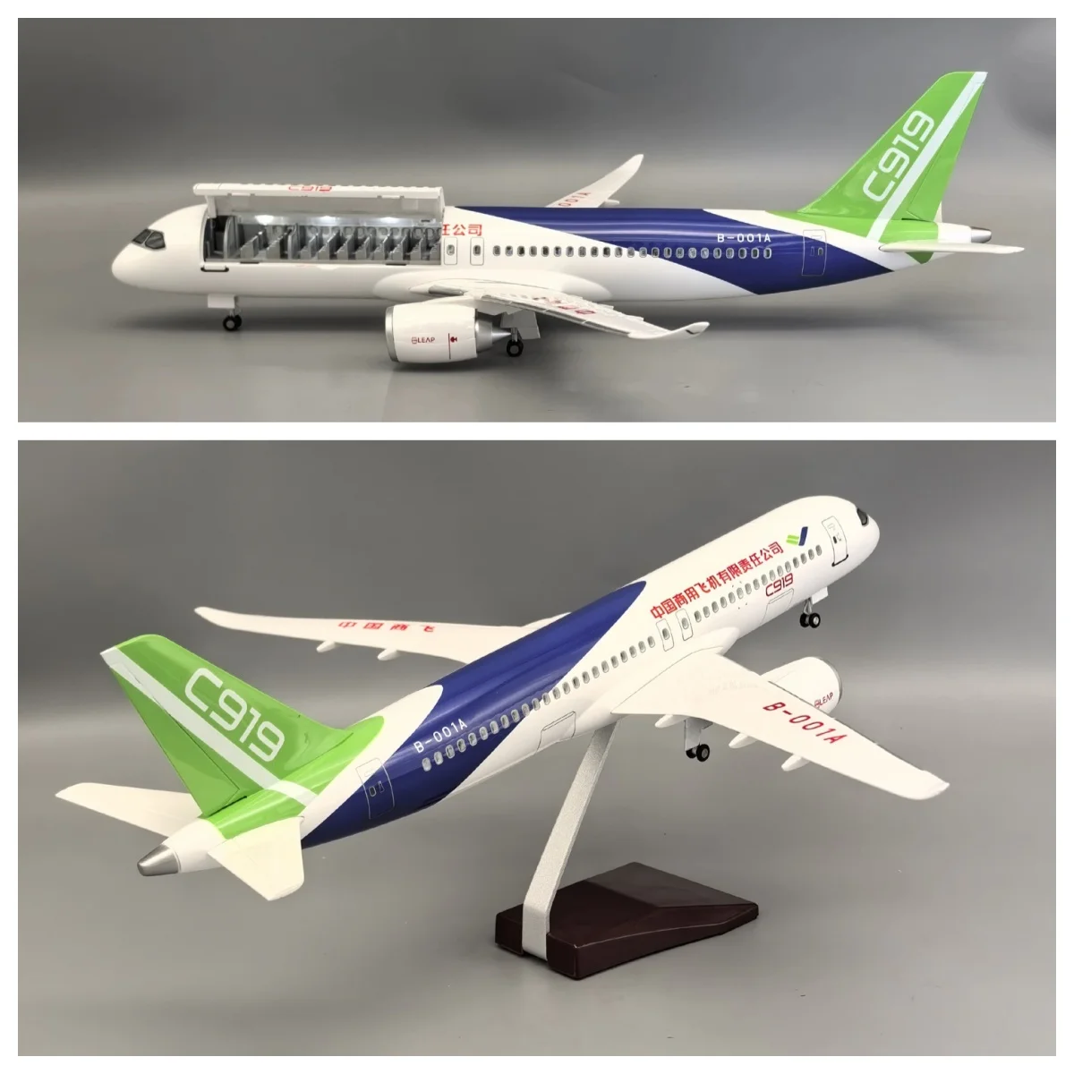 

1:82 Sale 47cm Commercial Aircraft Model c919 Airlines Resin Material With Wheels & Led Light Airplane Model COMAC C919 Plane
