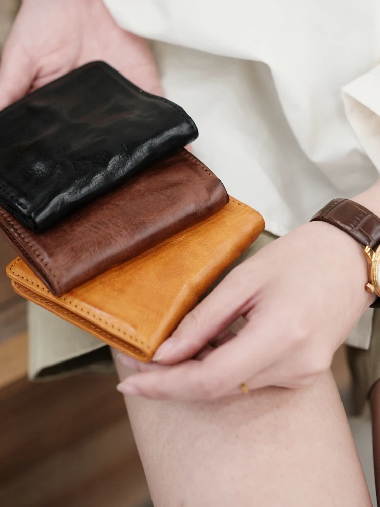 lightweight-tanned-cowhide-leather-short-wallet-unisex-genuine-leather-bifold-wallet-vintage-style-cotton-vertical-shape