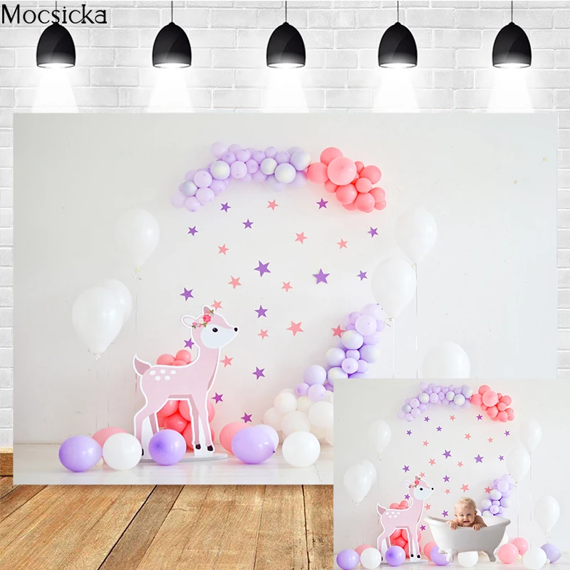 Mocsicka Newborn 1st Birthday Party Cake Smash Background Photography Boy Girl Balloon Decoration Studio Photo Prop Photozone