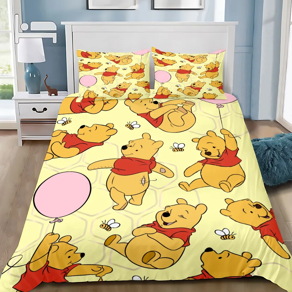 

Duvet Cover Pillowcase Bedding Set Cute Winnie the Pooh Adult Boy Girl Bedroom Decoration Children Gift Single Double Large Size