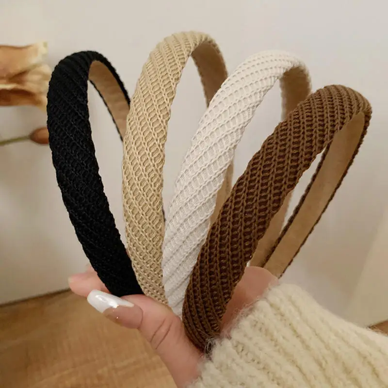 

AISHG Korean Knitted Wide Edge Headband for Women Temperament Versatile Solid Color Hair Band Girls Hair Accessories