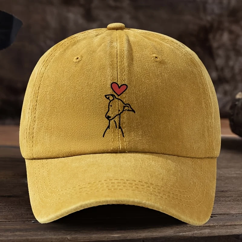Modische Linie Hund Liebe Gedruckt Baseball Hut Vielseitig Outdoor Freizeit Angeln Hut Sonnenschirm Ente Zunge Hut Reise
