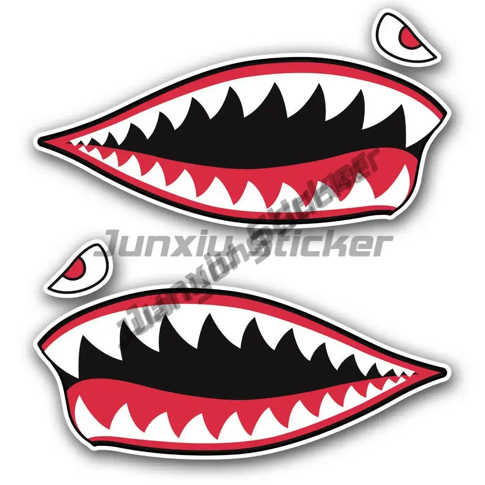

2pcs Shark Teeth Sticker Vinyl Decal Set Hard Hat Motorcycle Helmet Toolbox Car Graffiti Scratches Decal Decoration Accessories