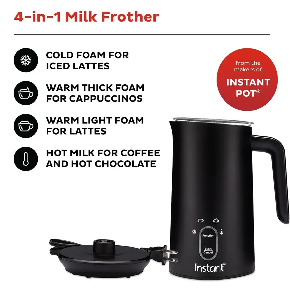 Electric Milk Steamer Foam Maker Warmer 4-in-1 Program Black