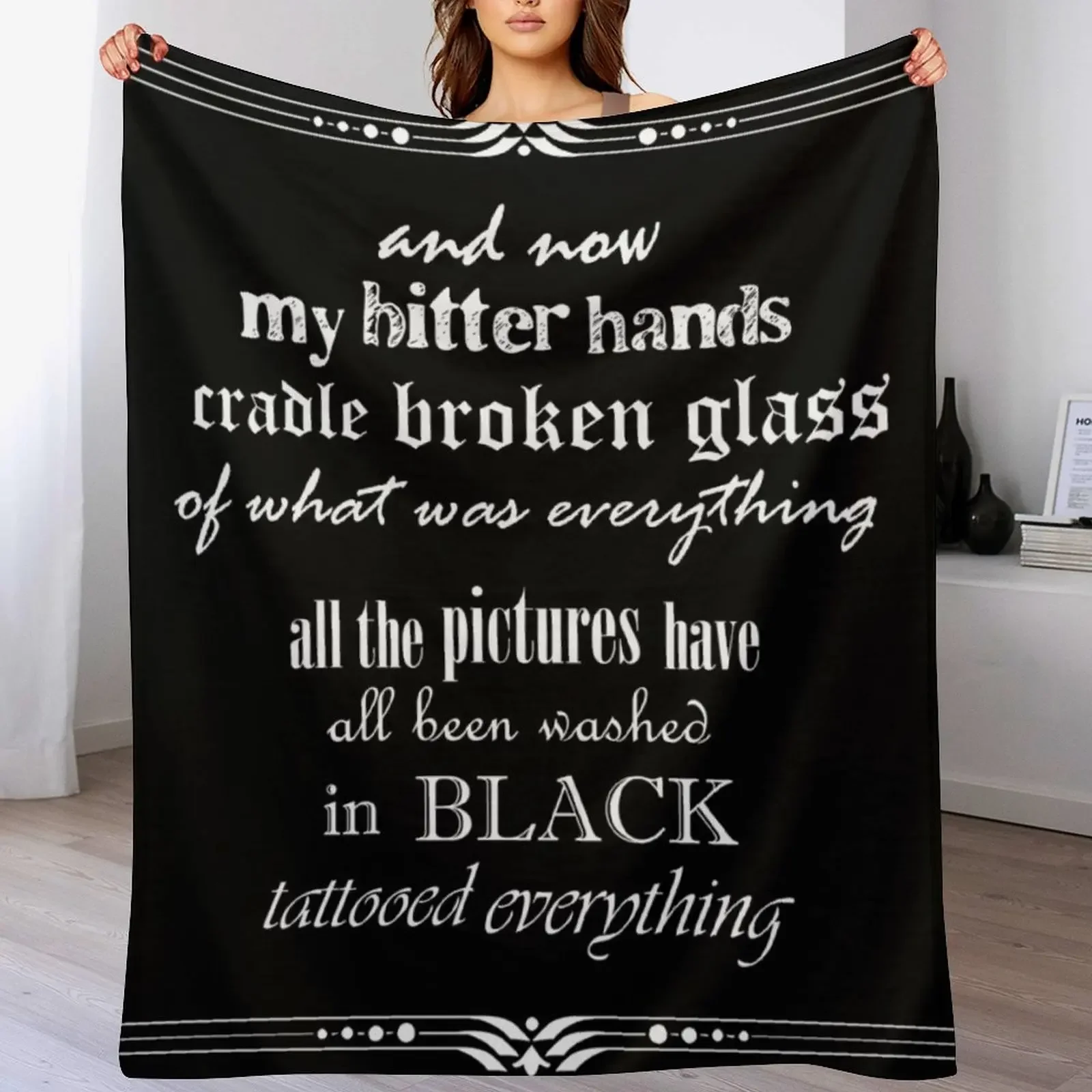 

Black lyrics Throw Blanket Polar Camping for sofa Moving Blankets