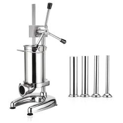 Sausage Stuffer 3Lbs Stand Sausage Maker Manual Sausage Making Machine Stainless Steel Meat Filler Kit with 4 Stuffing Tubes