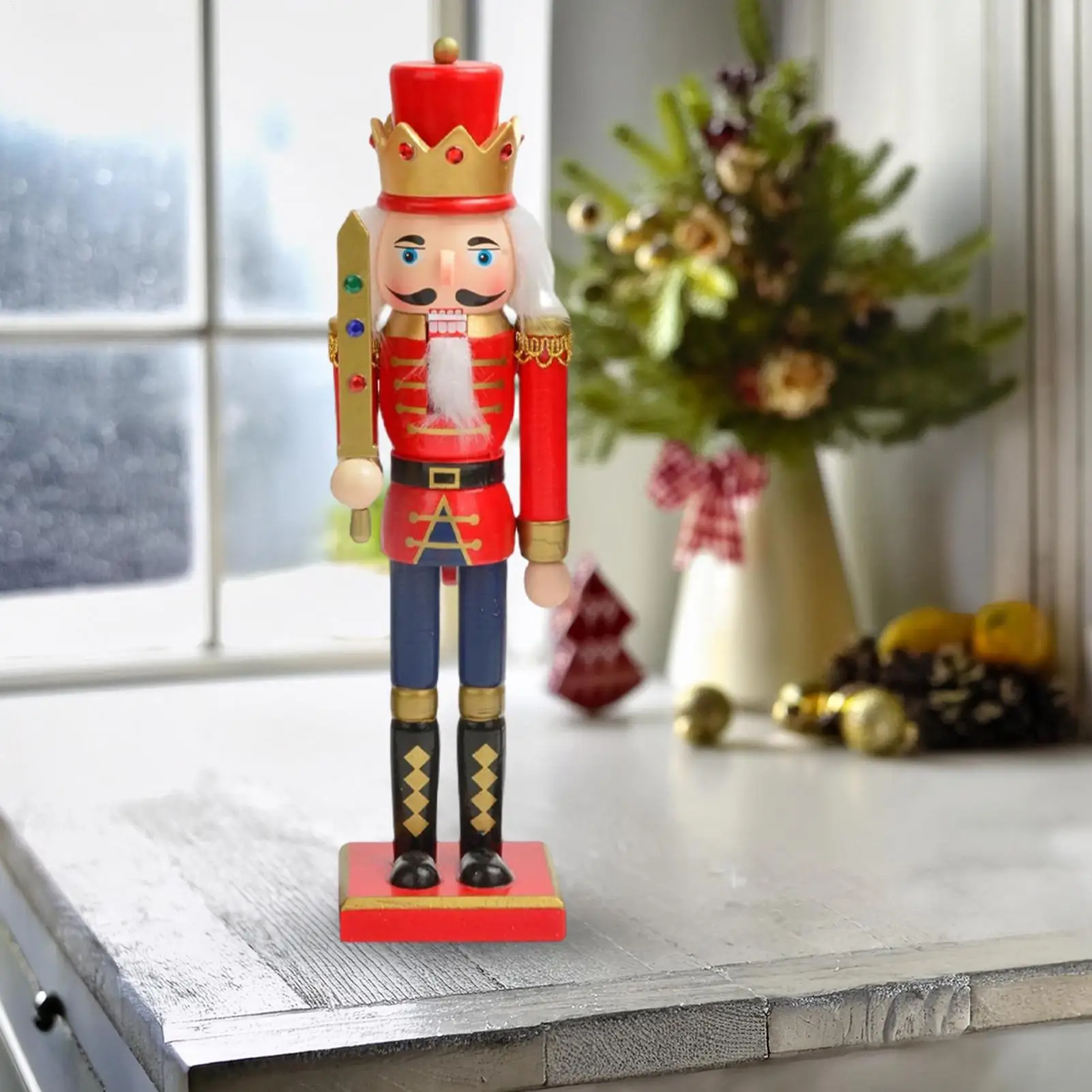 Nutcracker Christmas Decor Woodendecorative Nutcracker Figurine Ornament For Indoor Outdoor Home Porch Party Fireplace Family