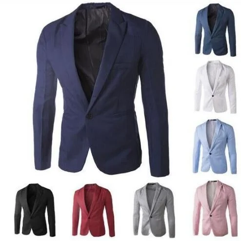 

Men's Slim Fit Casual Suit Youth Trend Single Slit Ba Regular Thin Double Button Pure Color Faionable Clothing Agency
