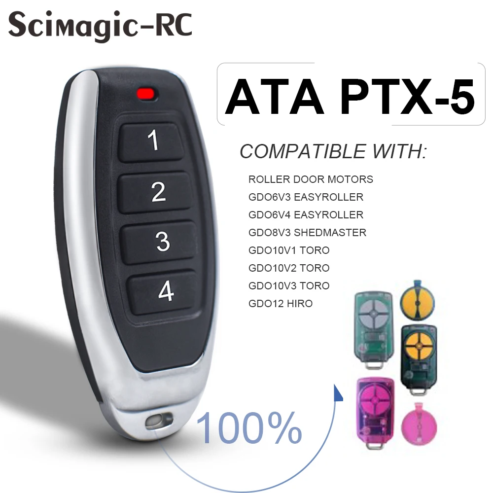 Compatible With ATA PTX5 PTX2 PTX 2V1 2V2 5V1 5V2 TrioCode Garage Door Remote Control 433.92MHz ATA PTX 5V2 Clone Remote Control