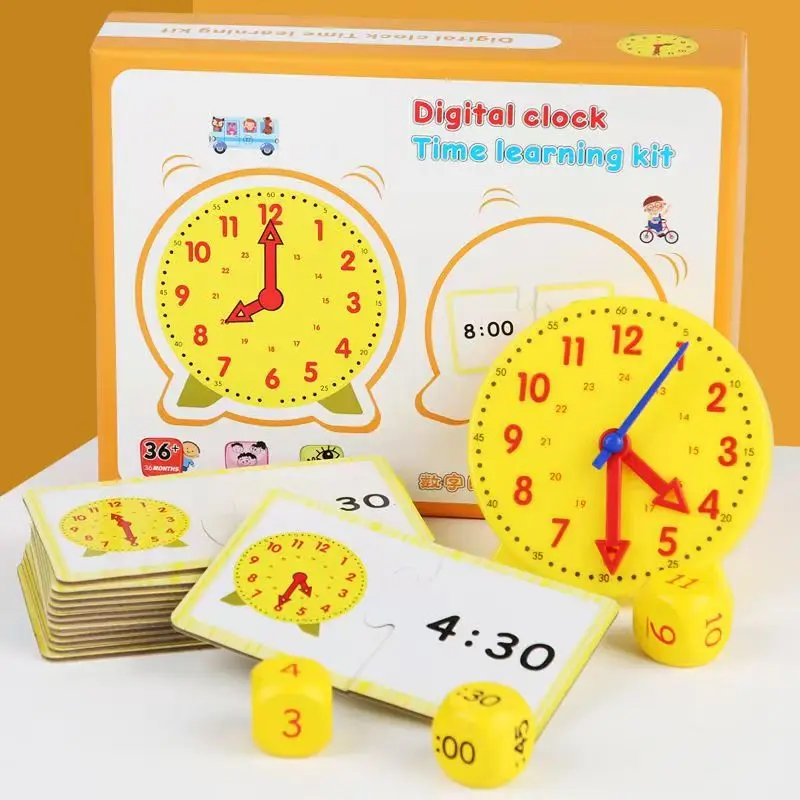Montessori Kids Learning Clock Time Activity Set - Educational Toy for Early Preschool Cognition Matching Tell Time Teaching Aid