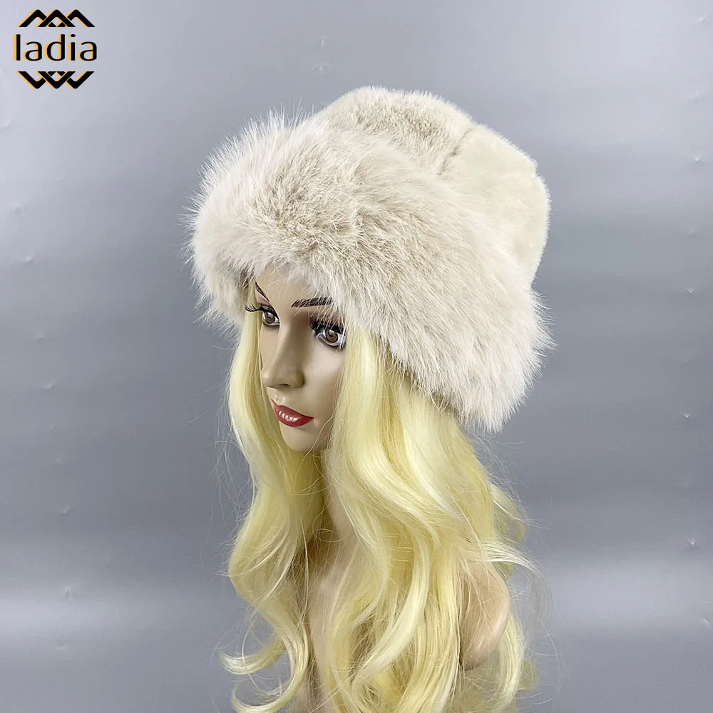 2024 New Style Winter  EnviroNmental Artificial Hair Luxury  Hats Women Beanies Solid  Caps Winter Lady Party Fashion Fur Hat