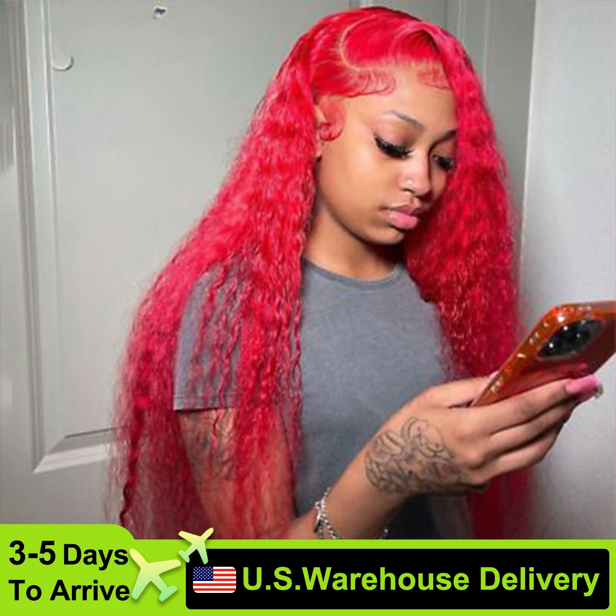 210Density Deep Wave Curly Lace Front Wigs Human Hair 13x6 HD Red Curly Lace Front Wig Human Hair Pre Plucked For Black Women