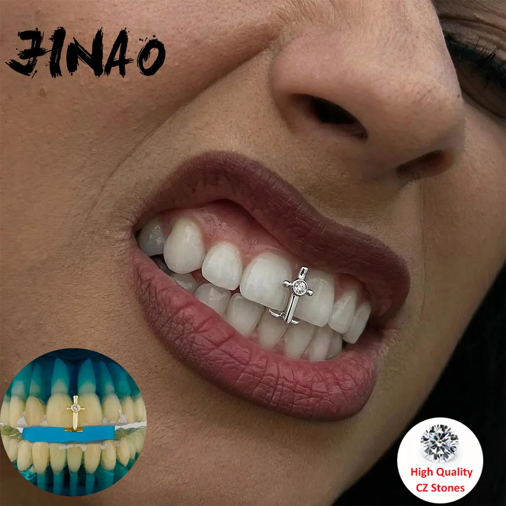 

JINAO Hip Hop One row Honour Sword Single Teeth Round CZ Grillz для мужчин, верхние и нижние, блестящие, в стиле панк-рэп, подарок на Рождество