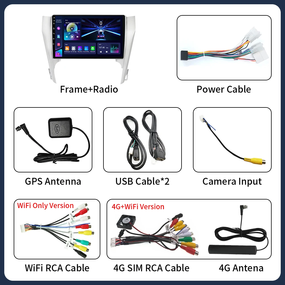 Android 16 pour Toyota Camry US 2011 - 2014 QLED Android autoradio lecteur vidéo multimédia GPS stéréo CarPlay 4G unité principale DSP BT
