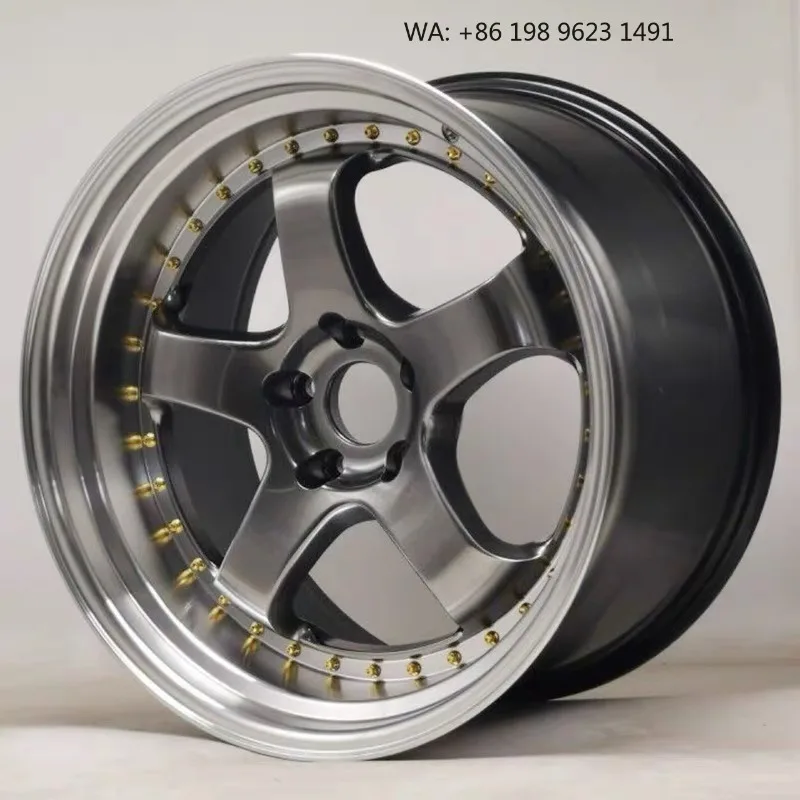 High end customized wheel hub Multiple  Inch deep concave forged alloy rims, 5x3 PCD gold polished finish, single piece sporty