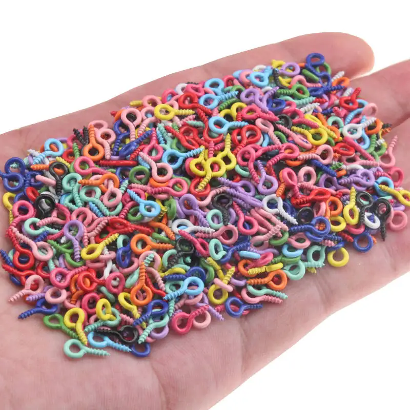 10Color Small Sheep Eyes Nail Screw Tiny Mini Eye Pins Hooks Eyelets For Beaded Pendant Screw Findings Jewelry Accessories