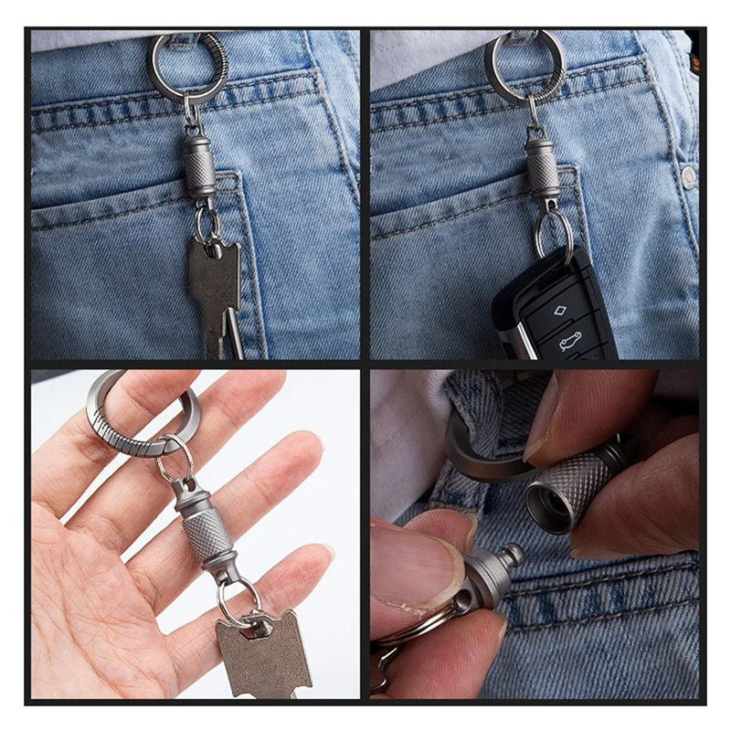 Titanium Quick Release Keychain,Detachable Key Ring Pull Apart Keychain,Key Holder Accessory 360-Degree Rotation