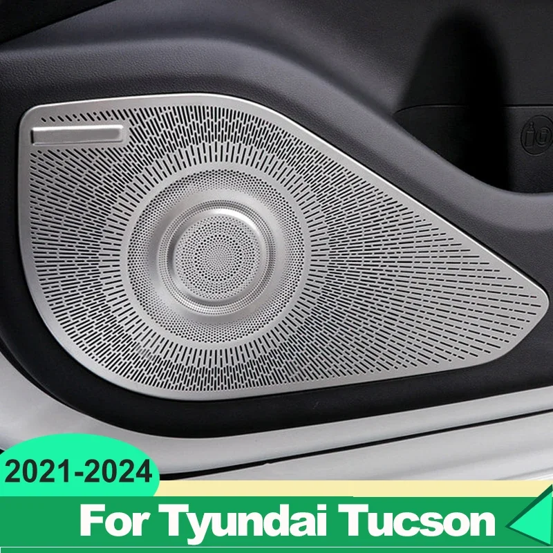 Afbeelding 3: Roestvrij Car Audio Trim Cover Binnendeur Speaker Stereo Sound Frame Voor Hyundai Tucson NX4 2021 2022 2023 2024 accessoires
