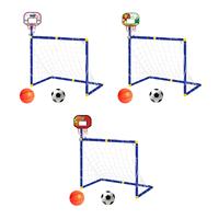 2 in 1 Basketball Hoop with Soccer Goal Net for Kids, Outdoor Portable Foldable Football Goal Basketball Stand with Frame