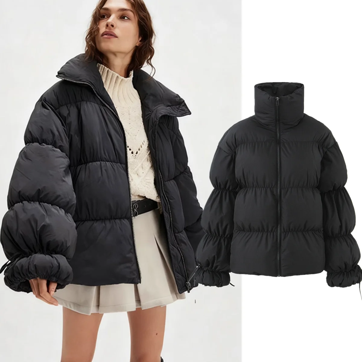 

Maxdutti зимняя уличная куртка в скандинавском стиле в стиле ретро, куртка-парка, черная свободная куртка, женская куртка, женская одежда, топы