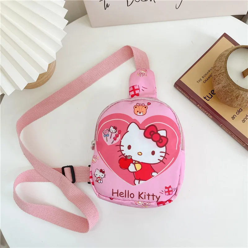 Sanrio Cinnamoroll Kuromi Hello Kitty Children Chest Bag Cute Coin Purse Shoulder Bag Boy Girl Cross Body Fashion Messenger Bag