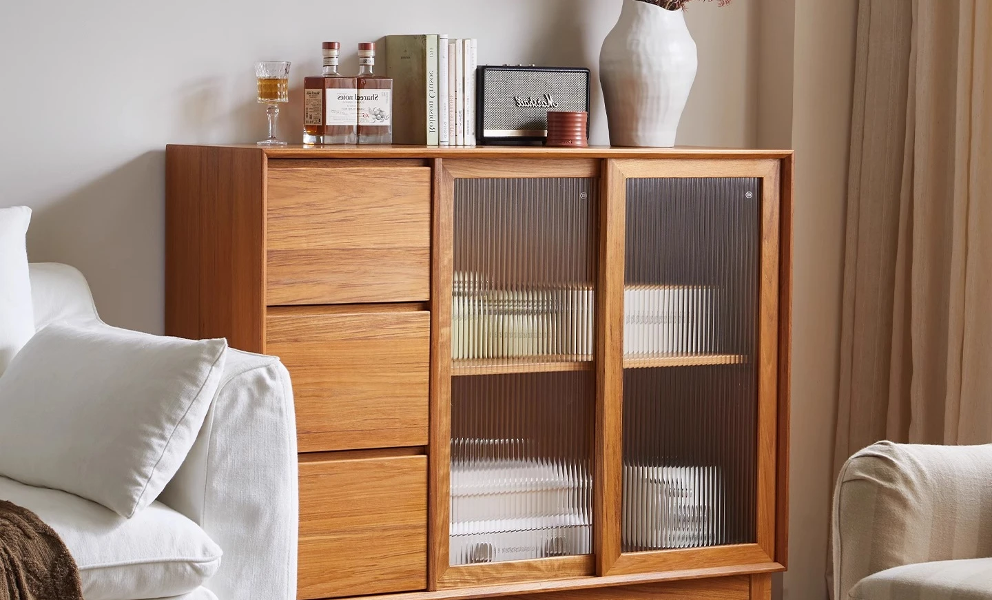 

LH All Solid Wood Vintage Entryway Living Room Storage Cabinet