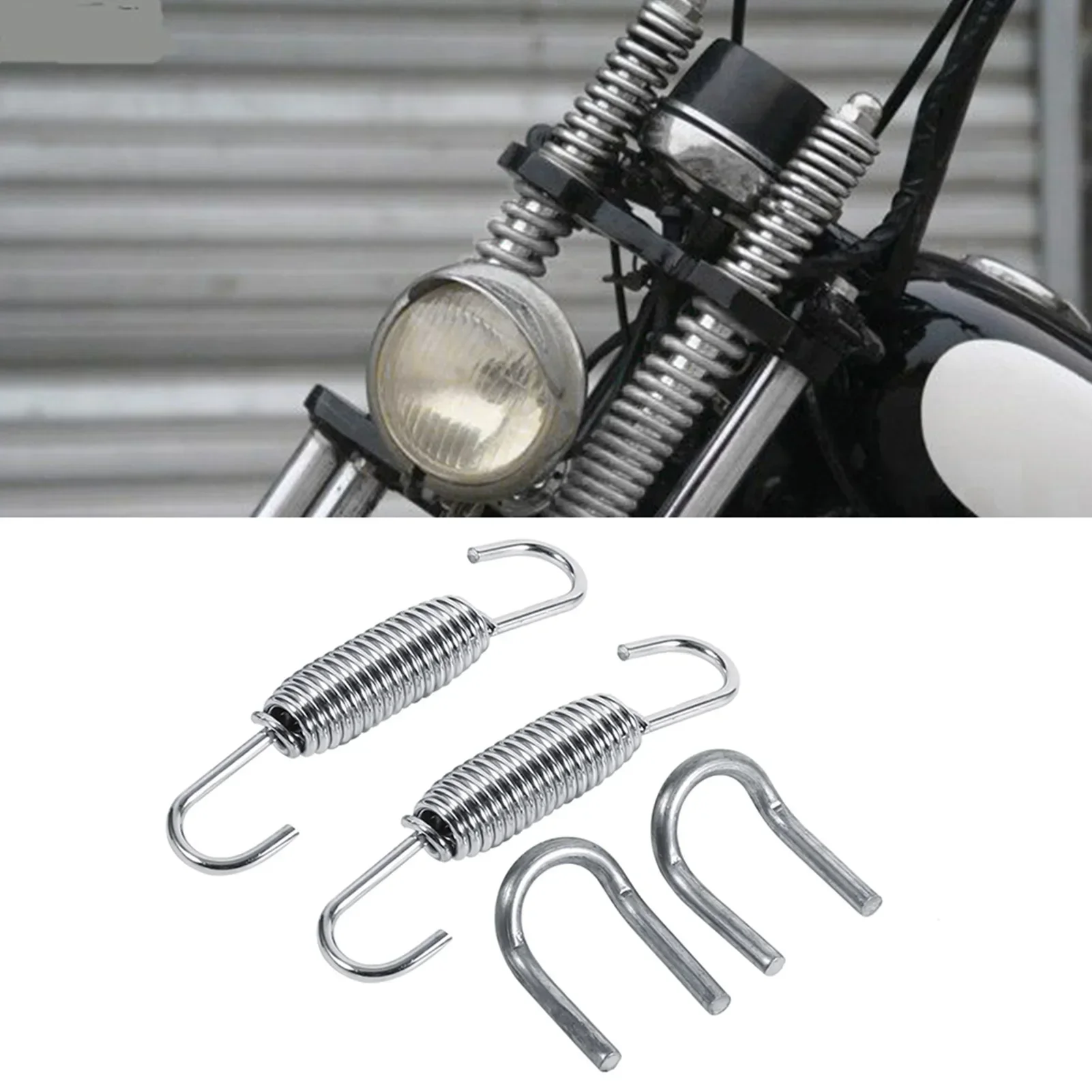 2x Motorcycle Exhaust System Fully Rotatable Mounting Springs Stainless Steel