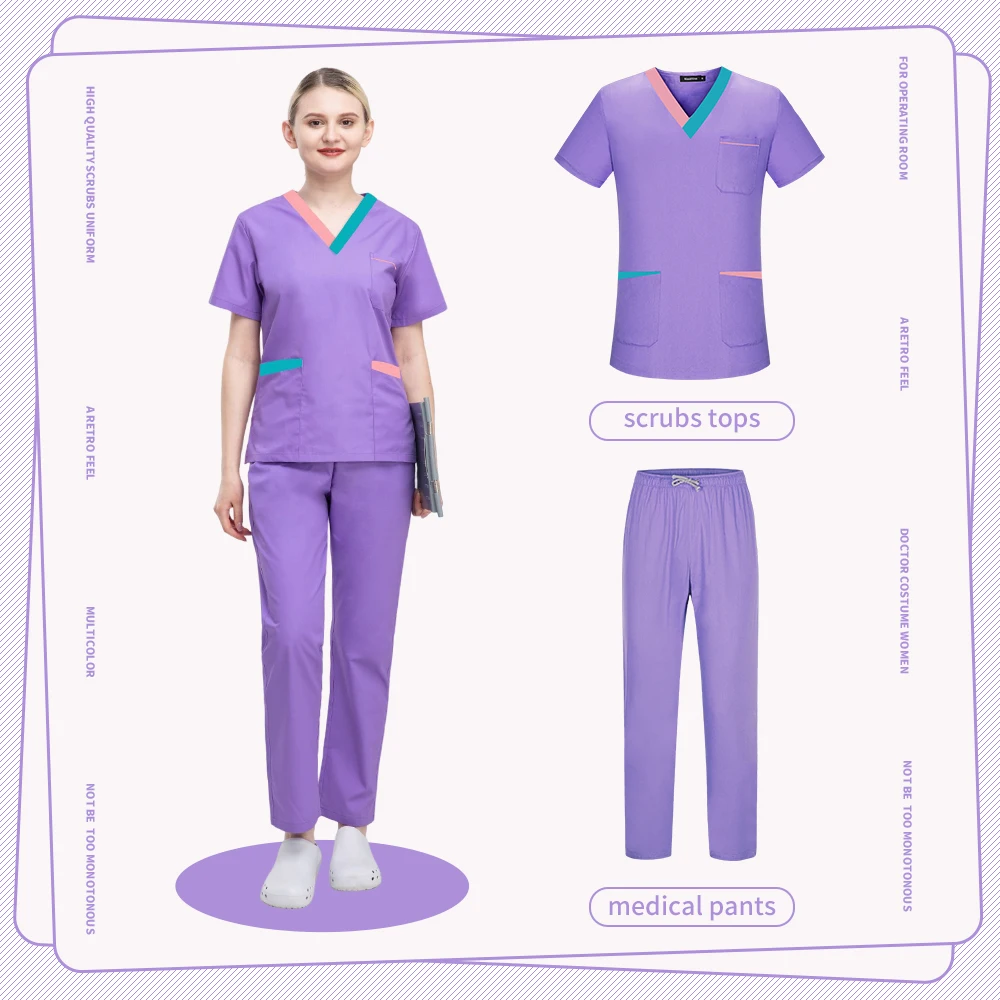 Pet Grooming Nursing Scrubs Uniform Hospital Doctor Workwear Short Sleeved Tops Pants Set Doctor Costume Women Clinical Uniforms