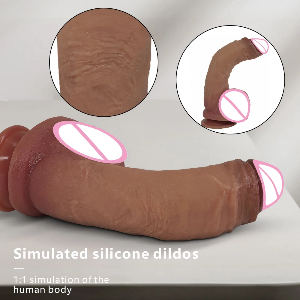 Realistic Dildo Strap-On Super Soft Silicone Big Penis with Suction Cup Flexible G-spot Curved Shaft and Ball For Women lesbian