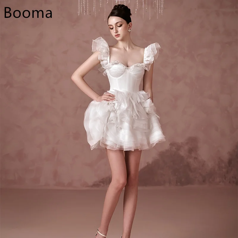 

Booma A-Line Princess Wedding Dresses Mini Pleat Sleeveless Flower Organza Elegant Brides Gown Custom Made 2025