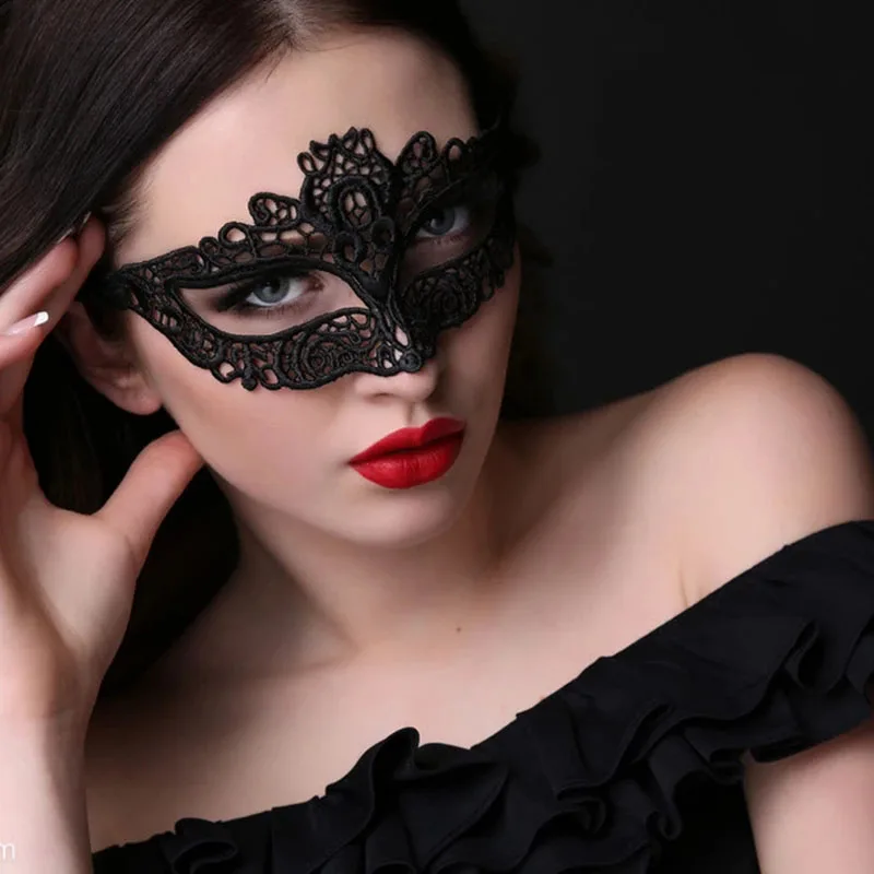 Black Sexy Women Hollow Lace Masquerade Face Mask Princess Party Cosplay Prom Props Costume Nightclub Queen Half Face Eye Mask