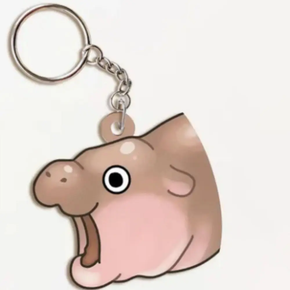 Creative Funny Moo Deng Key Ring Anti-loss Acrylic Baby Hippo Keychain Bag Charm Kawaii Animal Keychains Friends