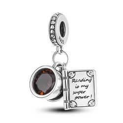 plata charms of ley 925 Fit Original Pandach's Bracelet Necklace Book And Coffee Cup Silver Color Pendant Bead Women Fine