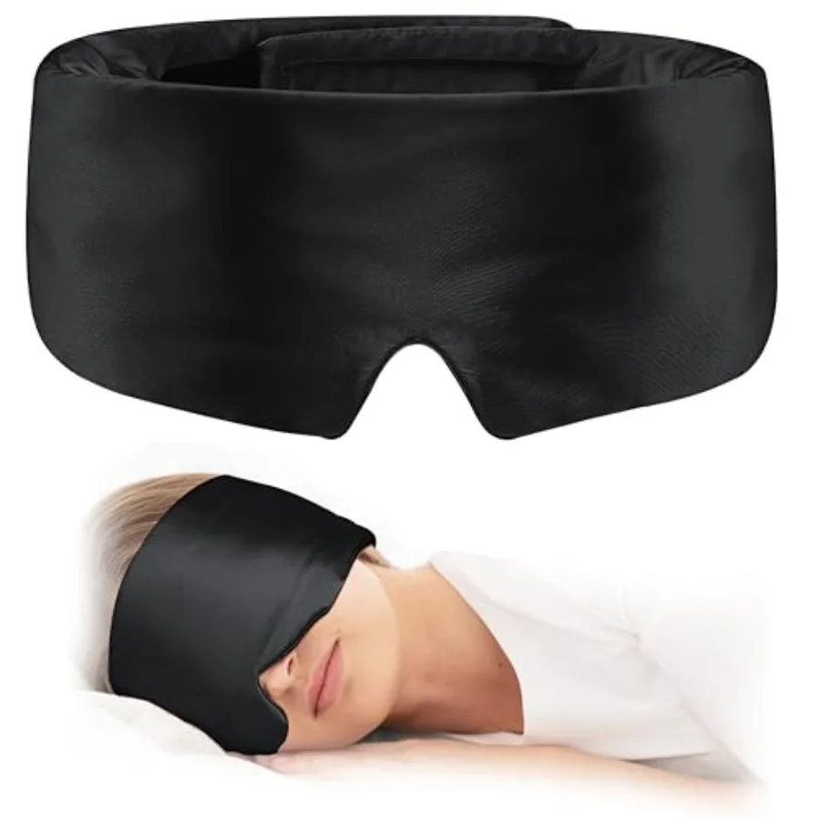 

Satin Sleep Eye Mask, 100% Complete out Sleeping Mask for Women Men Side Sleepers, Zero Pressure Eye Shade with Adjustable Stra