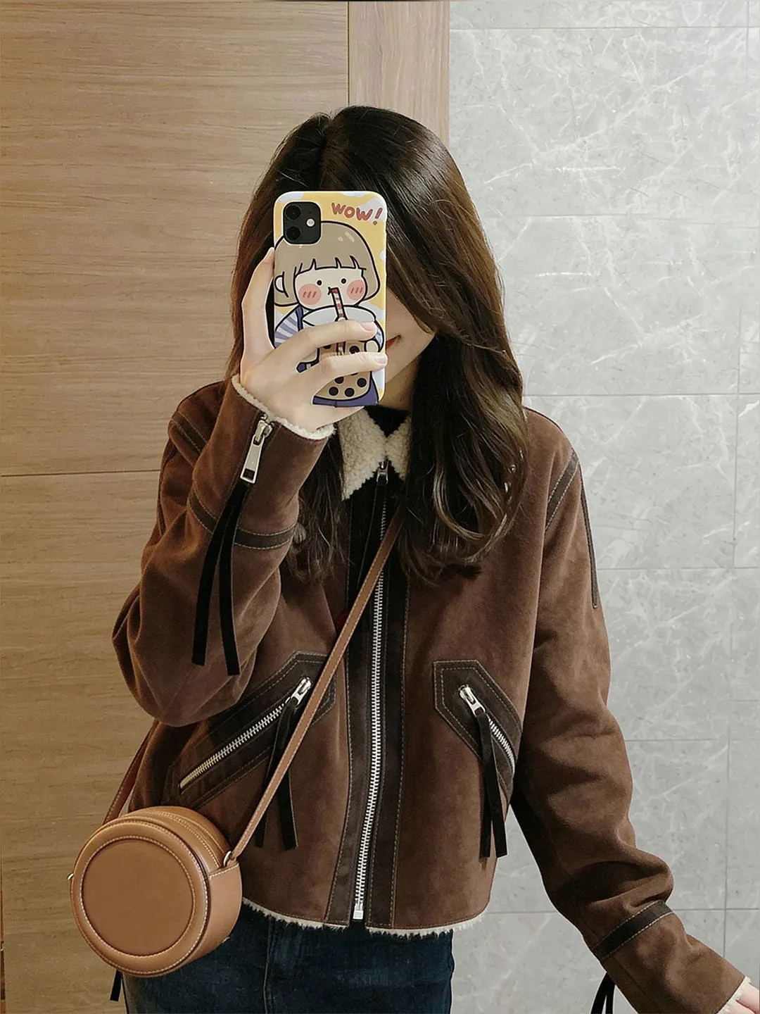 

Faionable коричневое бархатное жакет с ягненком, женское теплое пальто на молнии, простое зимнее новое поступление, корейское повседневное длинное све