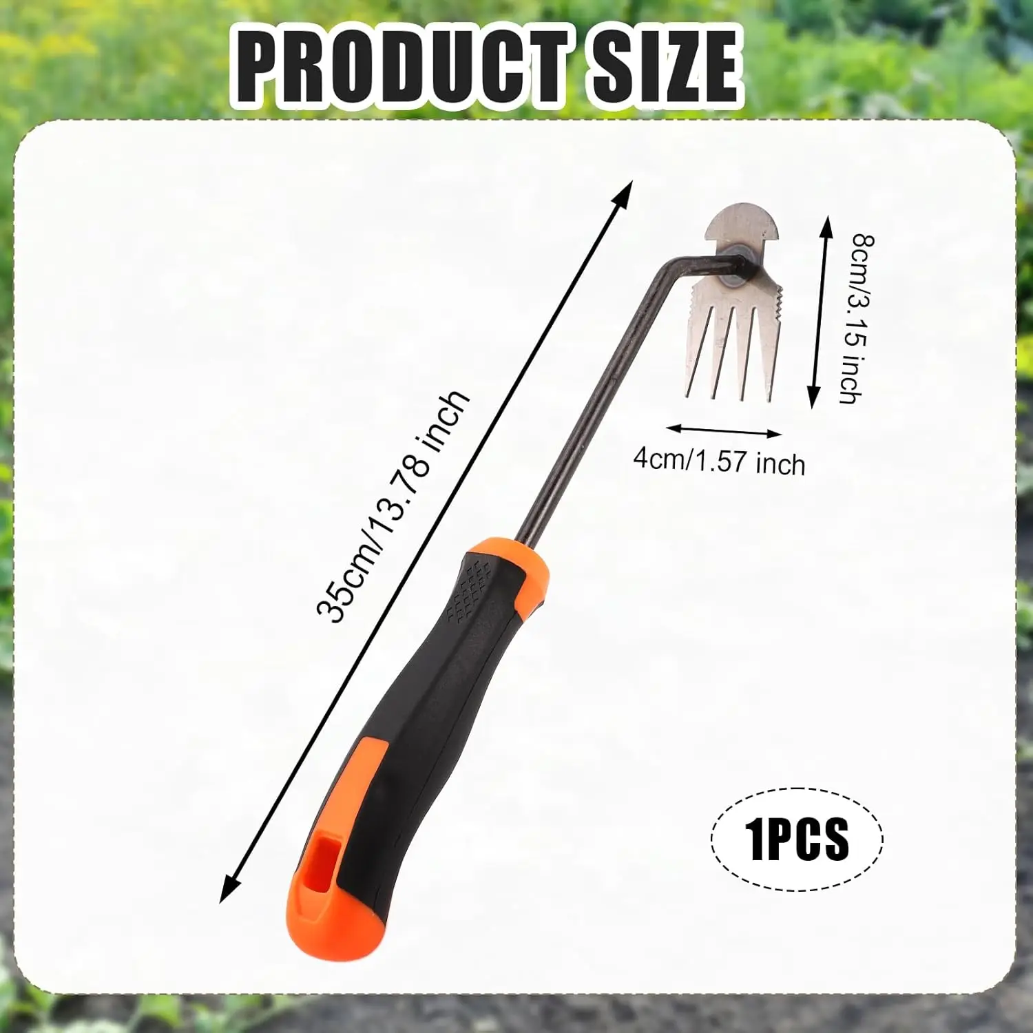 Weeding Artifact Uprooting Weeding Tool, 4 Teeth Hand Weeder Tool Stand  Dual Purpose Rake with Rubber Handle Pulling Stainless 