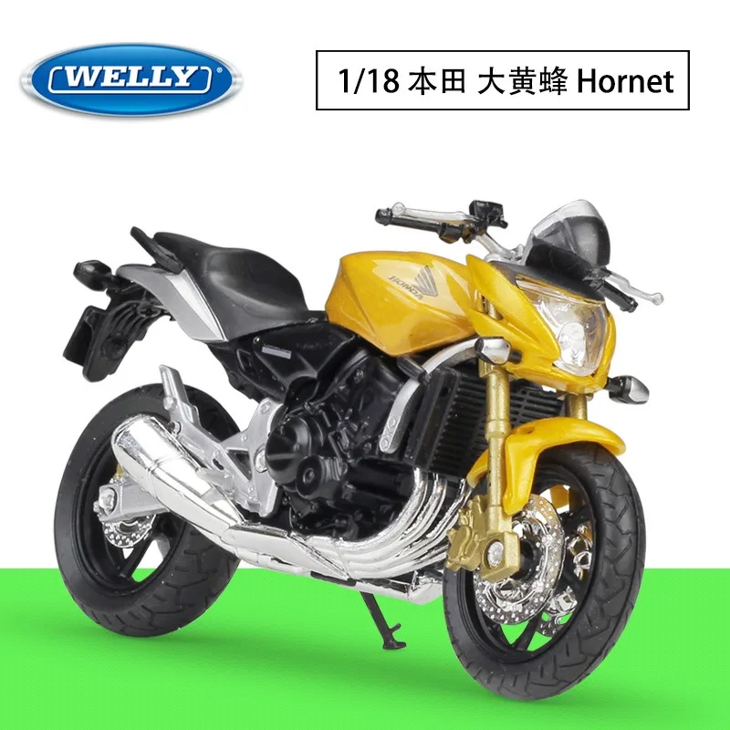 New WELLY 1:18 HONDA Bumblebee Hornet Motor Model Street Bike Diecast Simulation Alloy Toys Motorcycle Model Collect Ornaments